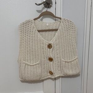 Chunky Knit Cream Sweater Vest